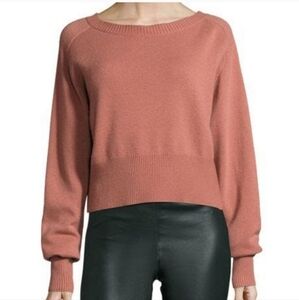 NWT $365 THEORY Cashmere Sweater Boatneck Long Sleeve Knit Top Deep Rose